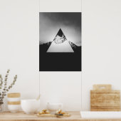 三角形に鏡像化された幾何学的な山 ポスター (キッチン)