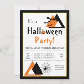 三角形のこうもりとクモのウェブ大人ハロウィーン 招待状 (正面)