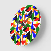 三角形のコラージュ  ラウンド壁時計 (傾斜)