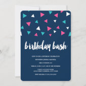 三角形のコンフェッティ　誕生日パーティーの招待状 招待状 (正面)