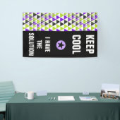 三角形のシームレスパターン – 緑の黒いバイオレット 横断幕 (トレードショー)