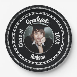 三角形のパターンの卒業写真の名前の年 ペーパープレート