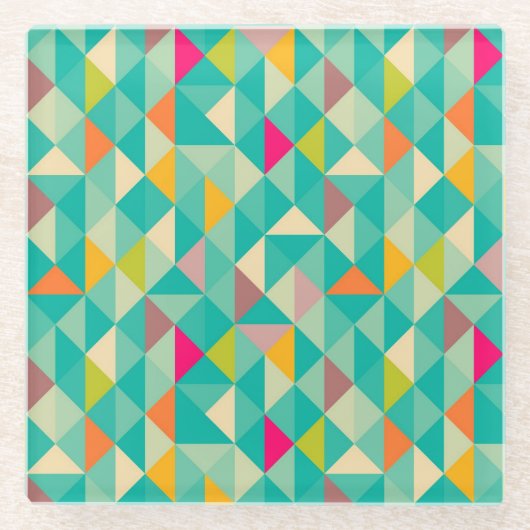 三角形のパターン ガラスコースター (正面)