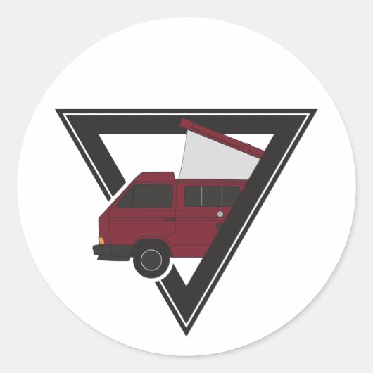 三角形のマゼンタバス ラウンドシール (正面)