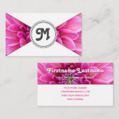 三角形のモノグラムピンクの花エレガント花屋 名刺 (正面/裏面)