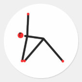 三角形のヨガポーズのスティック図形。 ラウンドシール (正面)