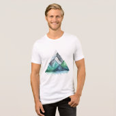 三角形の山の土地をスケッチする トライブレンドＴシャツ (正面全面)
