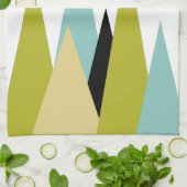 三角形の山の緑のターコイズイエローブラック キッチンタオル (折り畳み)