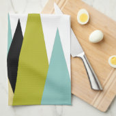 三角形の山の緑のターコイズイエローブラック キッチンタオル (四つ折り)