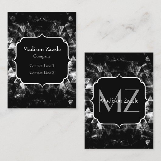 三角形の幾何学的な黒と白のスモークモノグラム 名刺 (正面/裏面)