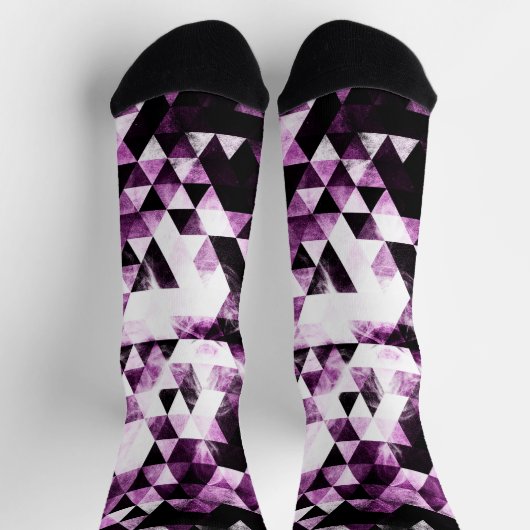 三角形の幾何学的鮮やかピンクスモーク銀河系 ソックス (上部)