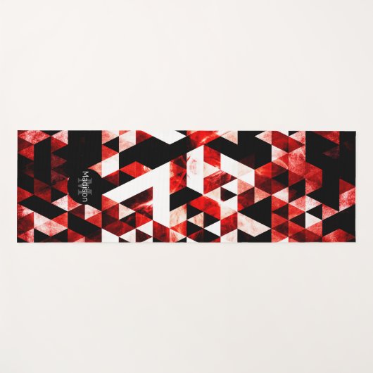 三角形の幾何学的鮮やか赤いスモークモノグラム ヨガマット (正面(横))