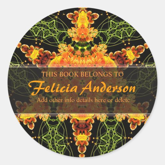 三角形の星: 円形の芸術的な蔵書票のラベル ラウンドシール (正面)
