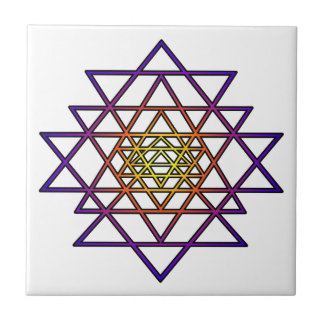 三角形の曼荼羅(黄色い紫色) Sri Yantra タイル