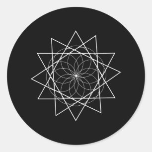 三角形の神聖なジオメトリを持つ花 ラウンドシール