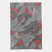 三角形の粗い切り出し、赤い背景 キッチンタオル (縦)