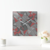 三角形の粗い切り出し、赤い背景 スクエア壁時計 (ホーム)