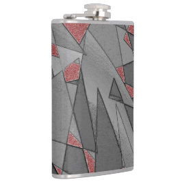 三角形の粗い切り出し、赤い背景 フラスク