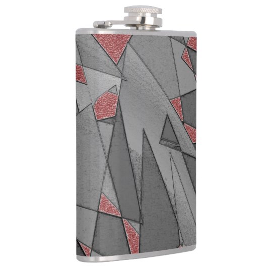 三角形の粗い切り出し、赤い背景 フラスク (右)