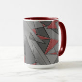 三角形の粗い切り出し、赤い背景 マグカップ (正面右)