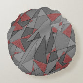 三角形の粗い切り出し、赤い背景 ラウンドクッション (裏面)