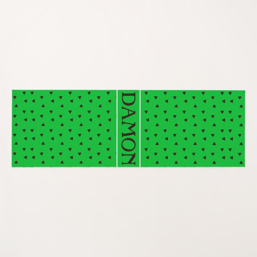 三角形の緑の黒パターミニマルン ヨガマット (正面(横))