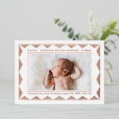 三角形の線のパターン写真の誕生のお知らせ 箔招待状 (立ち正面)