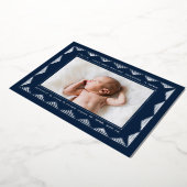 三角形の線のパターン写真の誕生のお知らせ 箔招待状 (回転した状態)