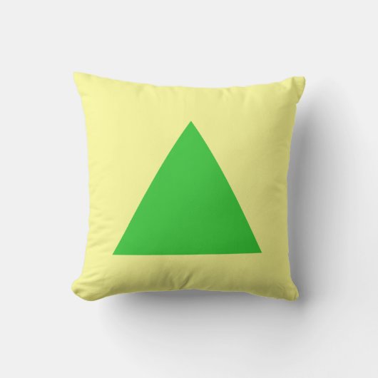 三角形の色 – 春の緑と薄い黄色 クッション (正面)