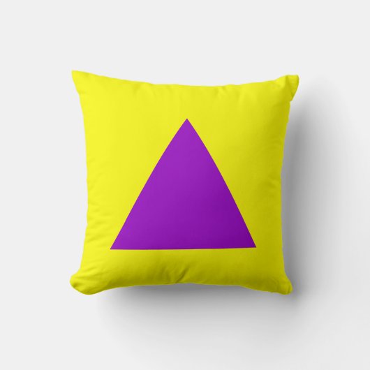三角形の色 – 紫と黄 クッション (正面)