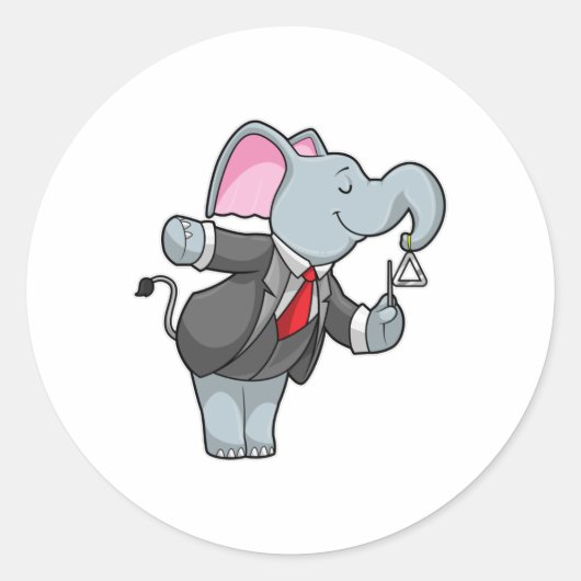 三角形の音楽で象 ラウンドシール (正面)