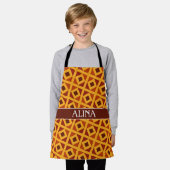 三角形の黄色い茶色のパタミニマルーン エプロン (着用した状態)