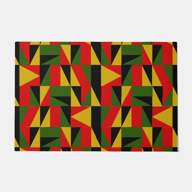 三角形の黒いヒストリ ドアマット (正面)