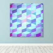 三角形への立方体の幾何学的パターン キャンバスプリント (インサイチュ (ウッドフロア))