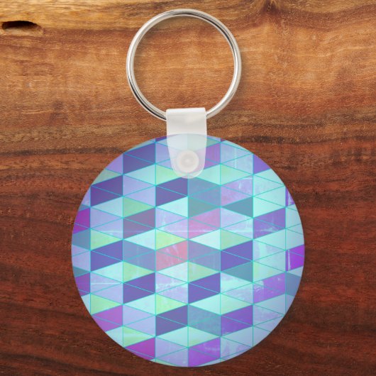 三角形への立方体の幾何学的パターン キーホルダー (正面)
