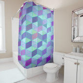 三角形への立方体の幾何学的パターン シャワーカーテン (インサイチュ)