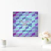 三角形への立方体の幾何学的パターン スクエア壁時計 (ホーム)