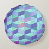 三角形への立方体の幾何学的パターン ラウンドクッション (裏面)