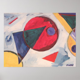 三角形を持つスーパーマティスト組成物 ポスター