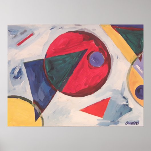 三角形を持つスーパーマティスト組成物 ポスター (正面)