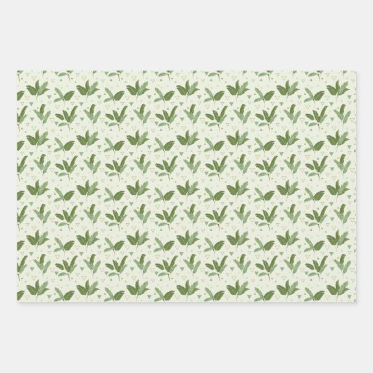 三角形を持つバナナリーフ ラッピングペーパーシート (正面3)