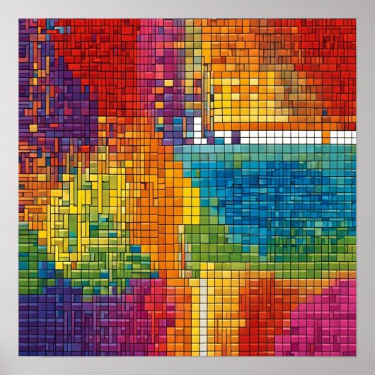 三角形カラフルの幾何学的パターン ポスター (正面)