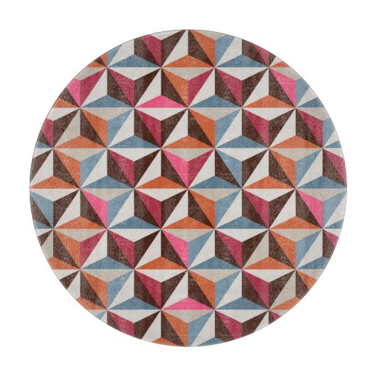 三角形カラフルタイル：ヴィンテージモザイク カッティングボード (正面)