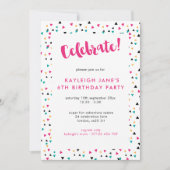 三角形カラフル紙吹雪パーティの招待状 招待状 (正面)