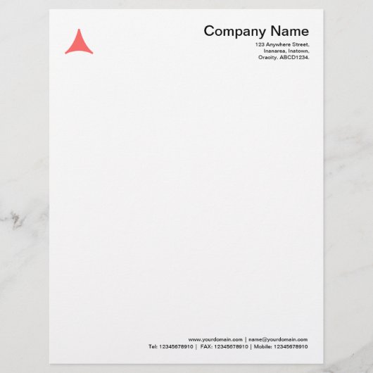 三角形カーブ – 熱帯ピンク レターヘッド (正面)