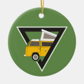 三角形クラシックイエローバス セラミックオーナメント (正面)