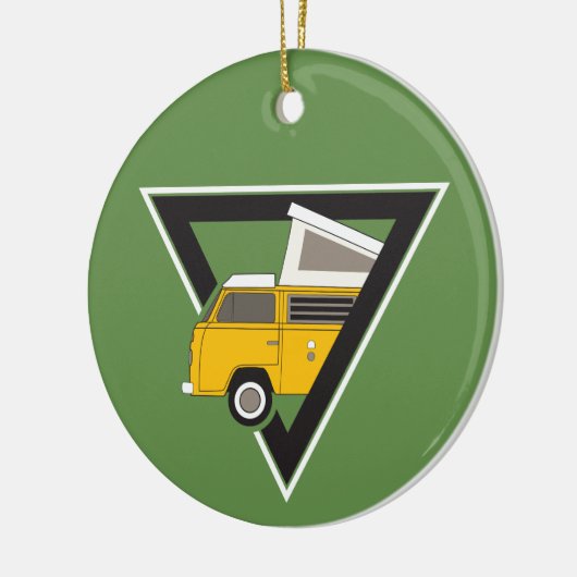 三角形クラシックイエローバス セラミックオーナメント (左)