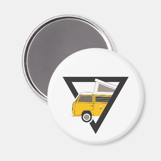 三角形クラシックイエローバス マグネット (正面/裏面)