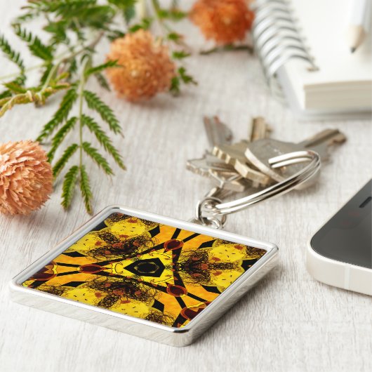 三角形ジオメトリアートキーチェーン キーホルダー (側面)