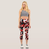 三角形ジオメトリ鮮やか赤スモーク銀河系パターン カプリレギンス (正面)